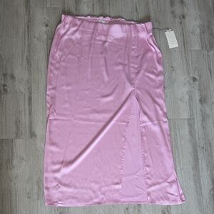 a new day Blush Satin Midi Skirt